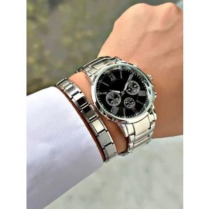 Saat İstasyonu Gümüş Çelik Kordon Erkek Kol Saati  Babalar Günü Hediyesi