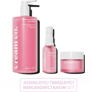 Cream Co. Canlandırıcı Temizleyici Aydınlatıcı Nemlendirici Set (Hyaluronic Acid + Peptide + Niacinamide)