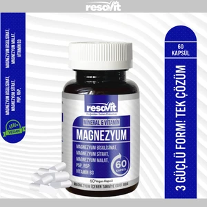 Magnezyum 3'lü Form (Bisglisinat, Malat, Sitrat), Vitamin (B2,B3,B6)-60 Kapsül