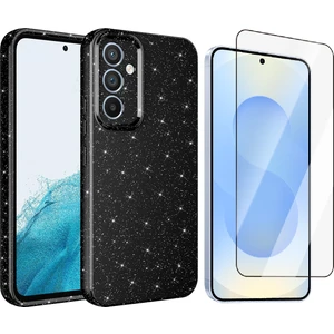 Samsung Galaxy S24 FE Kılıf Kamera Korumalı Simli Lüks Zore Koton Kapak + Temperli Cam Ekran Koruyucu