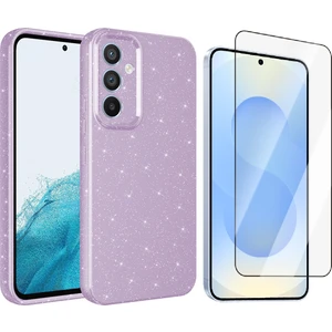 Samsung Galaxy S24 FE Kılıf Kamera Korumalı Simli Lüks Zore Koton Kapak + Temperli Cam Ekran Koruyucu