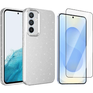 Samsung Galaxy S24 FE Kılıf Kamera Korumalı Simli Lüks Zore Koton Kapak + Temperli Cam Ekran Koruyucu