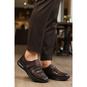 Kahve Hakiki Deri Cırtlı Kadın Günlük Ayakkabı 058-Ç Z