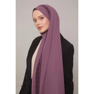 Mor Desenli Medine Ipeği Şal