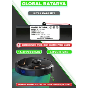 Global Batarya Anker Eufy Robovac X8 Hybrid Uyumlu Akıllı Robot Süpürge Bataryası 14.4V 7000mAh Li-Ion Pil (Ultra Kapasite)