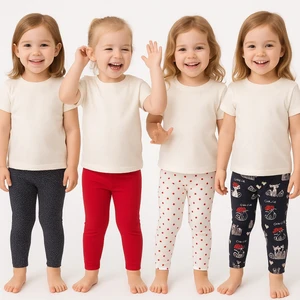 Kız Çocuk 4’lü Likralı Pamuklu (2-5 Yaş) Lastikli Bel Renkli Desenli Yumuşak Tayt