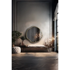 Faw Decor Premium Asimetrik Ahşap Çerçeveli  Yuvarlak Dekoratif Ayna Dresuar Aynası – Zarif Duvar Aynası