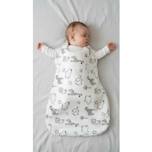 Lumos Trade Unisex Bebek %100 Organik Pamuk Siyah Beyaz Safari Soft Kundak Uyku Tulumu  - Önlük Hediyeli