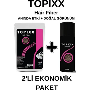 Topixx Hair Fiber Topixx Hair 100 Gr. + 50 Gr. 2'li Ekonomik Set Saç Tozu Açık Kahverengi Saç Dolgunlaştırıcı Toz Topik
