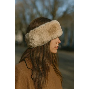 Bej Kadın Kışlık Peluş Boyunluk Bandana (Standart)