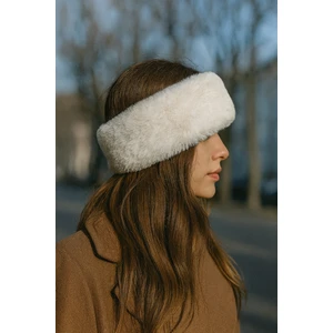 Beyaz Kadın Kışlık Peluş Boyunluk Bandana (Standart)