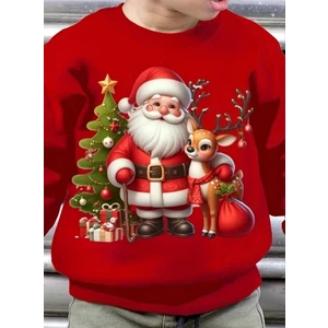 Punix Kids Punıx Kıds Özel Tasarım Noel Baba Yeni Yıl Yılbaşı Temalı Baskılı Kışlık Kalın 3 Iplikerkek Çocuk Sweatshırt