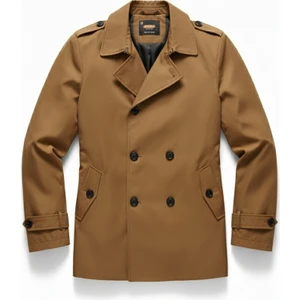 Mero Life Erkek Taba Mevsimlik Astarlı Kemerli Kruvaze Trençkot