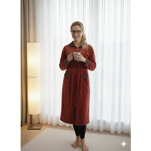 Fermuarlı Kışlık Polar Kumaş Kadın Sabahlık/gecelik