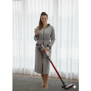 Fermuarlı Kışlık Polar Kumaş Kadın Sabahlık/gecelik