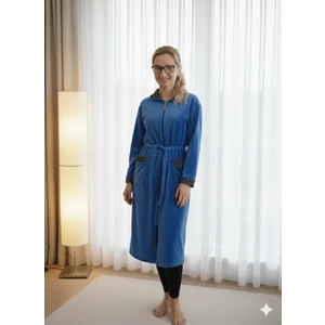 Fermuarlı Kışlık Polar Kumaş Kadın Sabahlık/gecelik