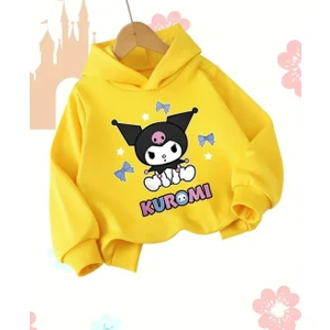 Punix Kids Punıx Kıds Özel Tasarım Kuromi Baskılı Kışlık Kalın Kapüşonlu Kız Çocuk Sweatshırt