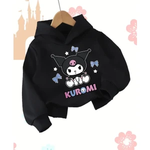 Punix Kids Punıx Kıds Özel Tasarım Kuromi Baskılı Kışlık Kalın Kapüşonlu Kız Çocuk Sweatshırt