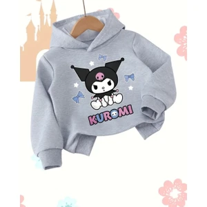 Punix Kids Punıx Kıds Özel Tasarım Kuromi Baskılı Kışlık Kalın Kapüşonlu Kız Çocuk Sweatshırt