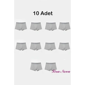 10 Adet Gri Soft Elastan Erkek Boxer %90 Pamuk%10 Elastan