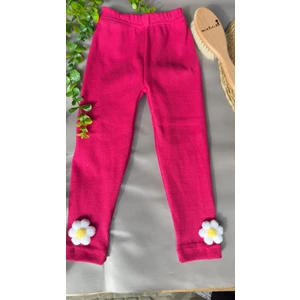 Fitilli Esnek Kumaş Papatya Detaylı Çocuk Taytı