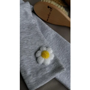 Fitilli Esnek Kumaş Papatya Detaylı Çocuk Taytı