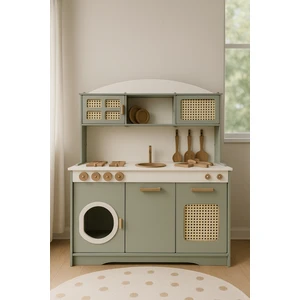 Hobby House Ahşap Yeşil Çocuk Mutfak Seti LED Hediyeli