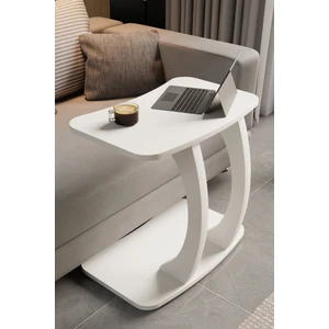Eda Hacıoğlu Edam Bedding Group Dikdörtgen C Model Yan Sehpa Modern Koltuk Tekerlekli Yan Laptop Masası
