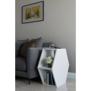 Alpa Ev Mobilya Altıgen Tasarım Yan Sehpa ,modern Koltuk Yanı Sehpa, Dekoratif Kitaplık, Çok Amaçlı Salon Sehpası