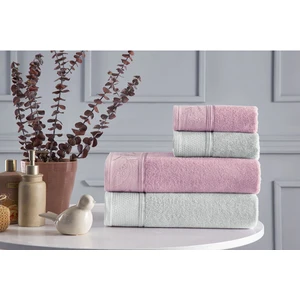 Siddy Havlu Seti Hamam Takımı Pembe-Gri