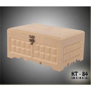 Ahşap-Boyanabilir-Desenli-Takı-Makyaj-Aksesuar-Dekoratif Çok Amaçlı Dikdörtgen Kutu