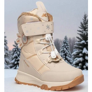 Kız Çocuk Suya ve Soğuk Havaya Dayanıklı Kaymaz Taban Cırtlı Lacivert Pembe Kar Botu