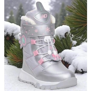 Kız Çocuk Suya ve Soğuk Havaya Dayanıklı Kaymaz Taban Cırtlı Lacivert Pembe Kar Botu