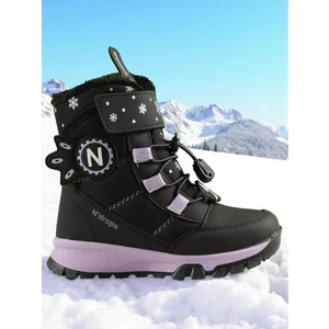 Kız Çocuk Suya ve Soğuk Havaya Dayanıklı Kaymaz Taban Cırtlı Lacivert Pembe Kar Botu