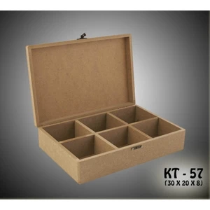 Ahşap Boyanabilir 6 Bölmeli Saat-Takı-Aksesuar-Dekoratif Çok Amaçlı Kutu