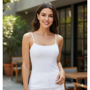 Kadın Beyaz 6'lı Paket %100 Pamuk Ip Askılı Atlet