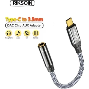 Type-C To 3.5mm Jack Aux Dac Çip+Hi-Fi Ses Teknolojisi Ce Lisanslı Kulaklık Çevirici Dönüştürücü Hasır Örgülü Sağlam Orjinal