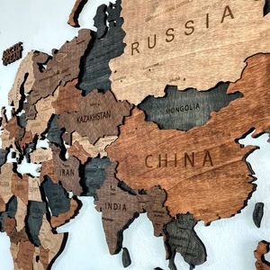 Wood or Coffee Bunn Ahşap Dünya Haritası