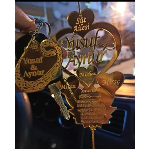Olur O Zaman Kişiye Özel Vav Harfi Ayet-El Kursili (1 Adet Anahtarlıklı) Dikiz Aynası Süsü