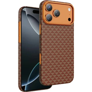 iPhone 17 Pro Max Kılıf Magsafe Şarjlı Süper Ince Aramid Karbon Fiber Paris Desen Kevlar Kapak