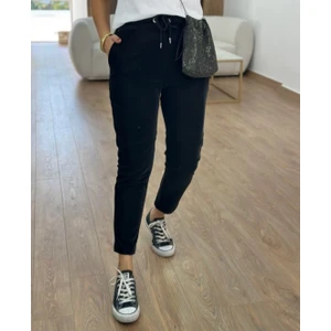 Double TT Kadın Full Likralı Beli Bağçıklı Süper Rahat Duble Paça Bilek Boy Üst Düzey Pantolon