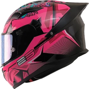 Motosiklet Kadın Kaskı Ece 22.R06 Double Vizörlü Full Face Motor Kask Beast Pink