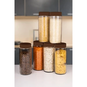 6 Lı Jumbo Boy Kapaklı Cam Erzak Kavanozu Saklama Kabı 1500 ml