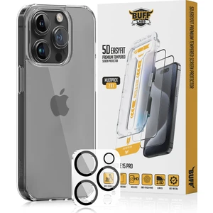 Buff Labs Buff iPhone 15 Pro Avantaj Paket - Şeffaf Kılıf +  Ekran Koruyucu + Lens Koruyucu Glass
