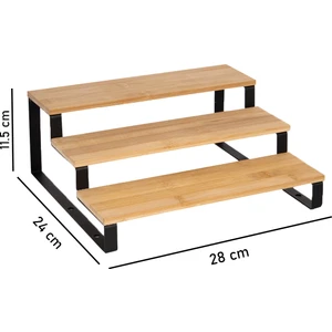 Metal Ayaklı Bambu Baharatlık Standı Tezgah Üstü Düzenleyici Stand