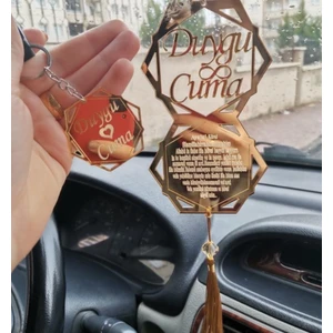 Olur O Zaman Kişiye Özel Anahtarlıklı Dikiz Aynası Süsü Geometrik Desenli (1 Anahtarlıklı)