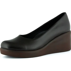 Erkan Saçmacı Mabel Kahverengi Hakiki Dana Derisi Yuvarlak Burun Dolgu Topuklu Günlük Ayakkabı