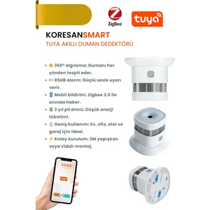 Tuya Zigbee Akıllı Duman ve Yangın Dedektörü Sensörü