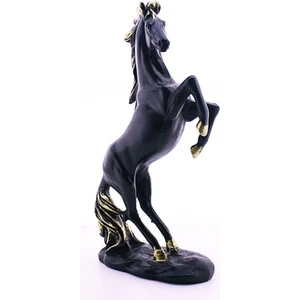 Hanlar Home Şahlanan Siyah At Figürlü Dekoratif Biblo Ev - Işyeri - Ofis Için Süs