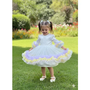 Bes Trend Kız Çocuk Elbise Prenses Kabartmalı Elbise Doğum Günü Party Balo Kol Etek Fırfırlı 1 -5 Yaş